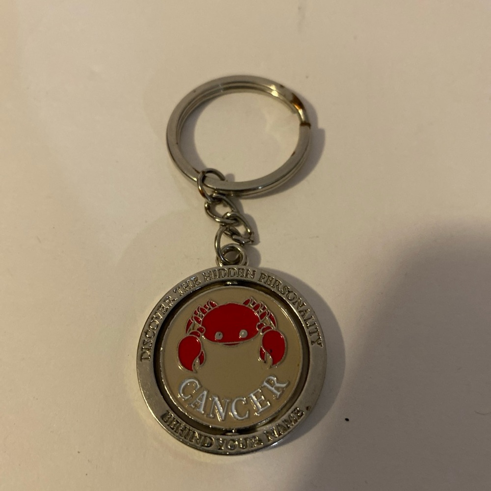 Hidden Personality Cancer Keychain Silver Tone